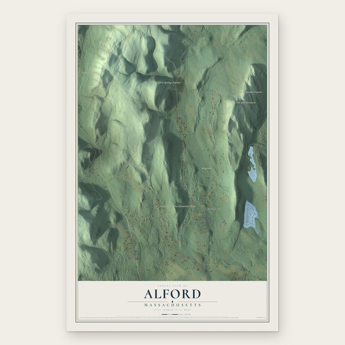 Alford, Massachusetts map print, the full design