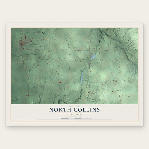 North Collins, New York map print, the full design