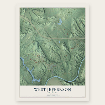 West Jefferson, Alabama map print, the full design