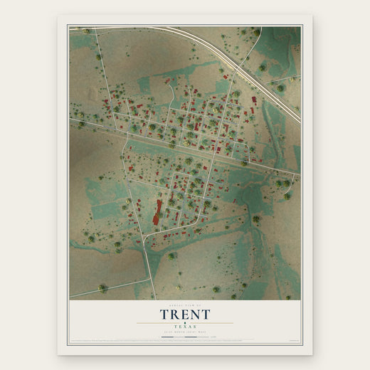 Trent, Texas map print, the full design