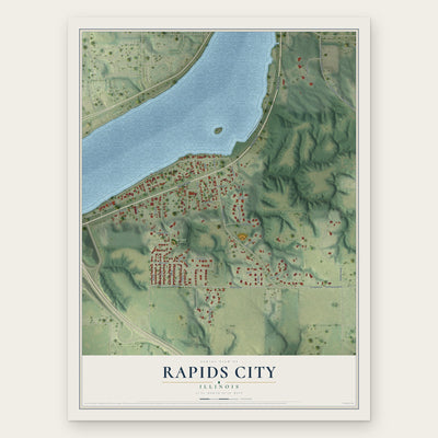Rapids City, Illinois map print, the full design