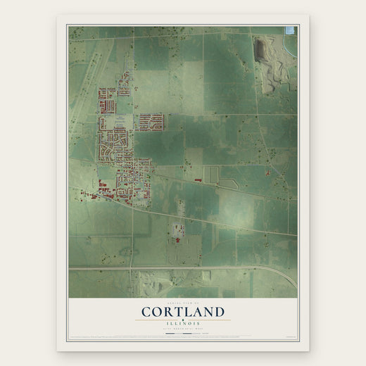 Cortland, Illinois map print, the full design