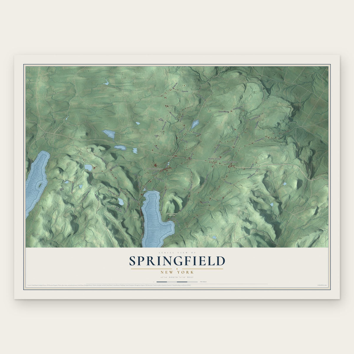 Springfield, New York map print, the full design