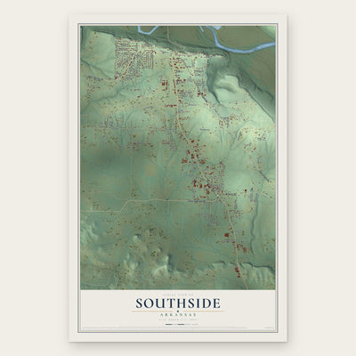 Southside, Arkansas map print, the full design