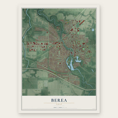 Berea, Ohio map print, the full design