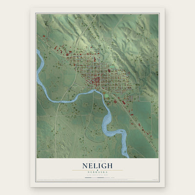 Neligh, Nebraska map print, the full design
