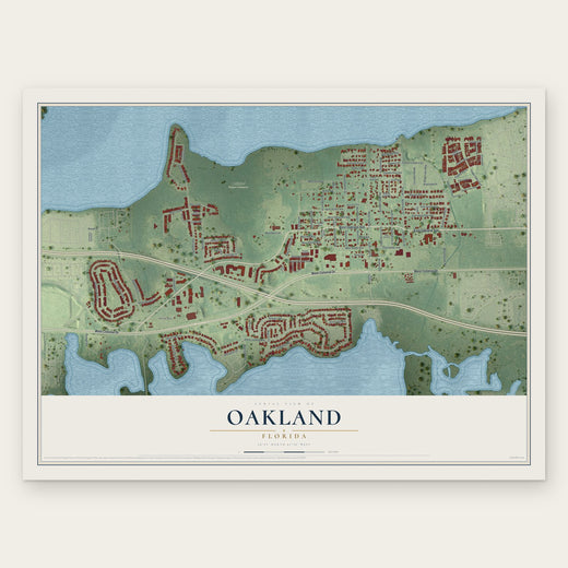 Oakland, Florida map print, the full design