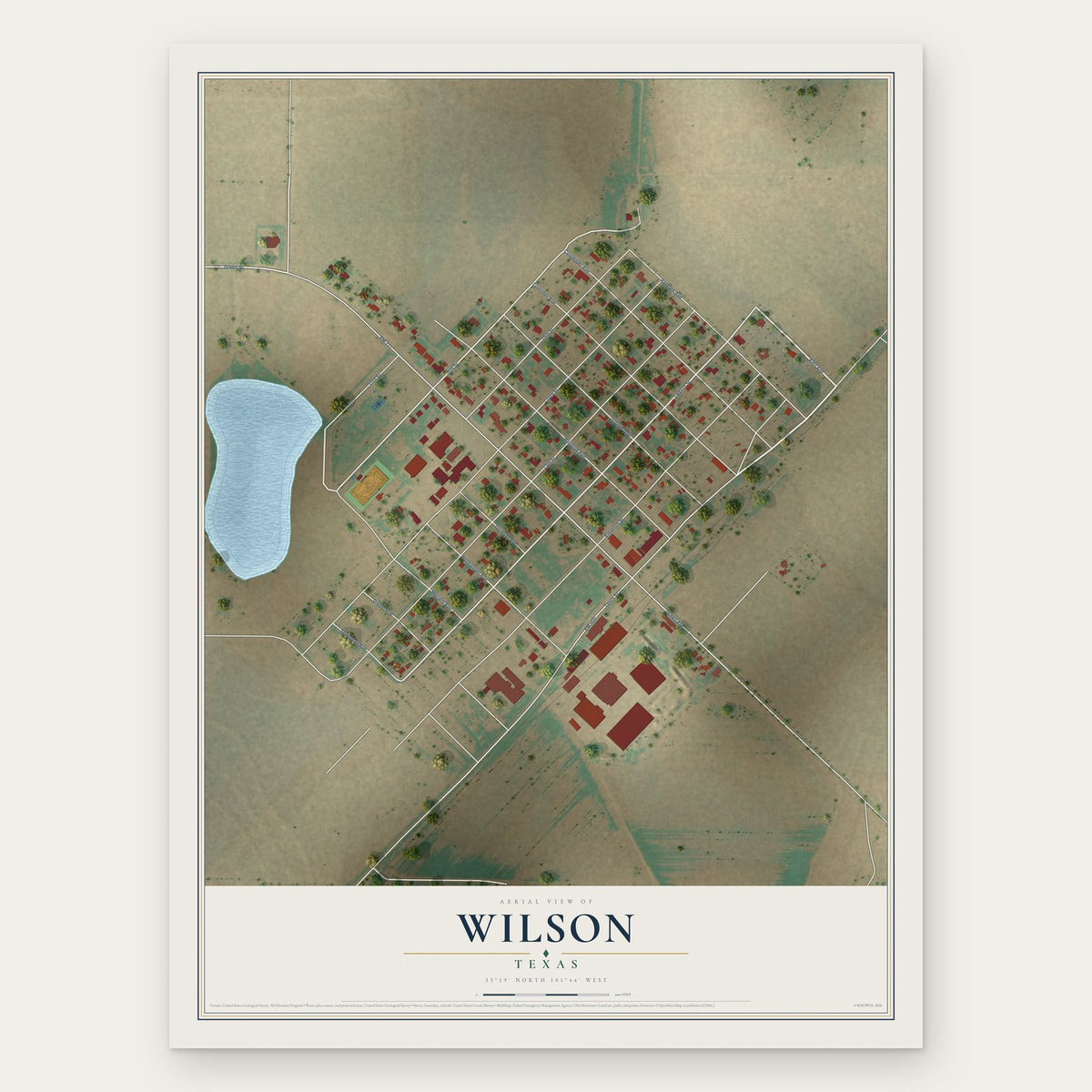 Wilson, Texas map print, the full design