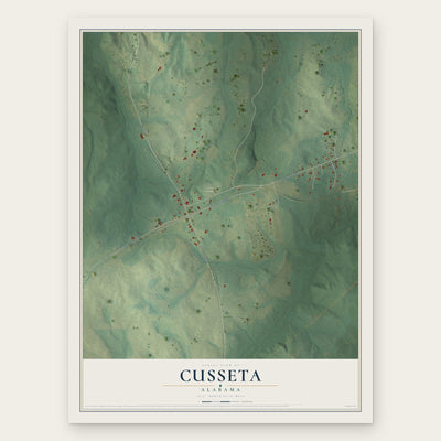 Cusseta, Alabama map print, the full design