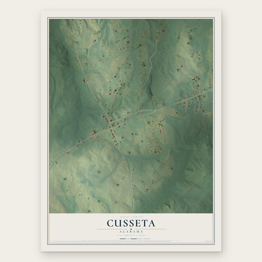 Cusseta, Alabama map print, the full design