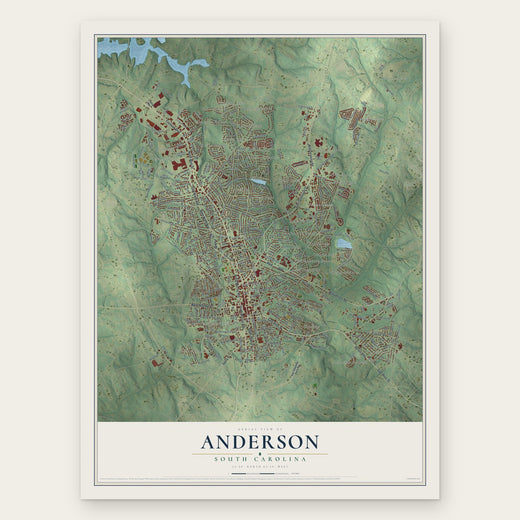 Anderson, South Carolina map print, the full design