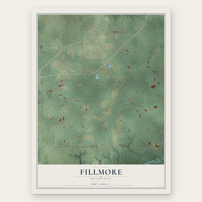 Fillmore, Michigan map print, the full design