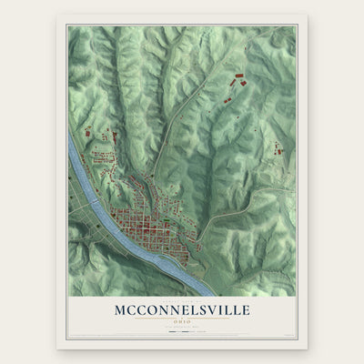 McConnelsville, Ohio map print, the full design
