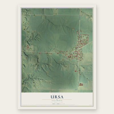 Ursa, Illinois map print, the full design