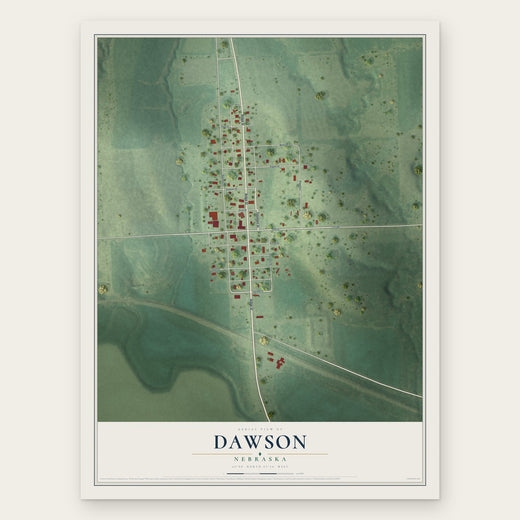 Dawson, Nebraska map print, the full design