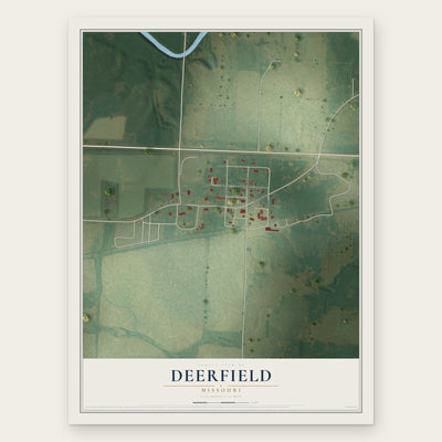 Deerfield, Missouri map print, the full design