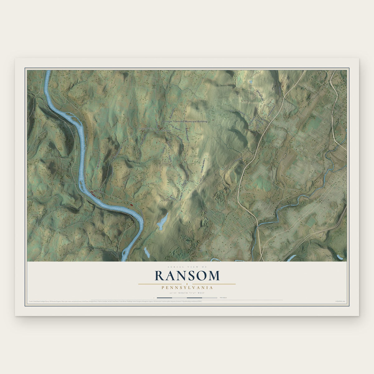 Ransom, Pennsylvania map print, the full design