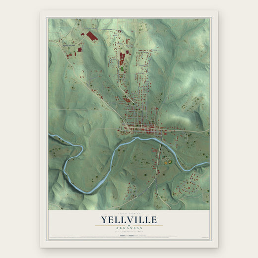 Yellville, Arkansas map print, the full design