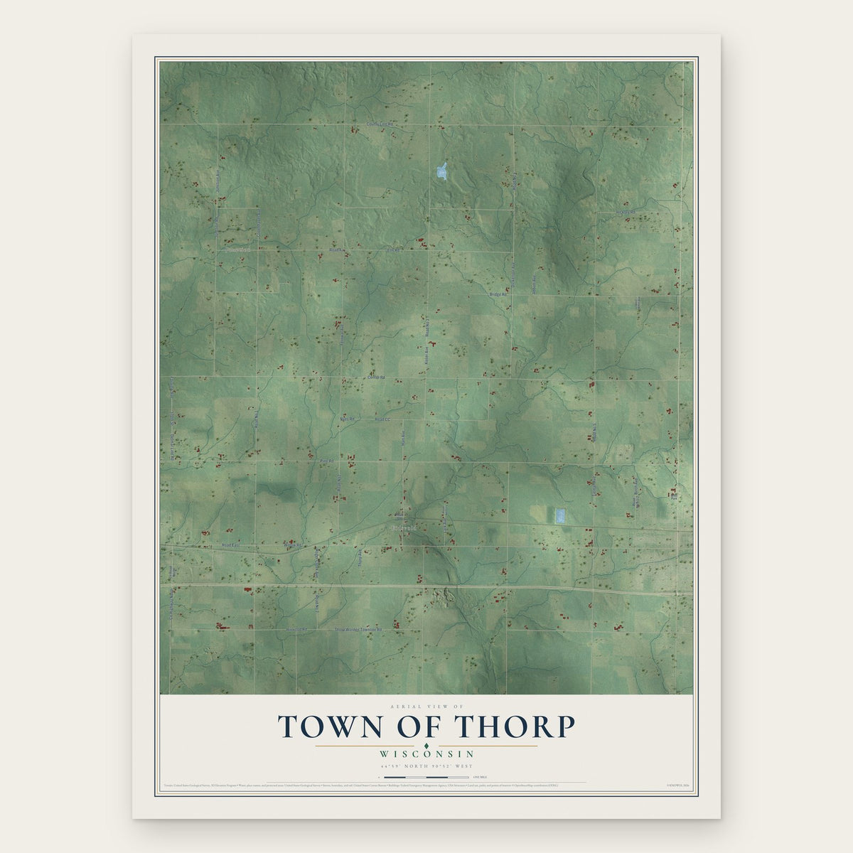 Town of Thorp, Wisconsin map print, the full design