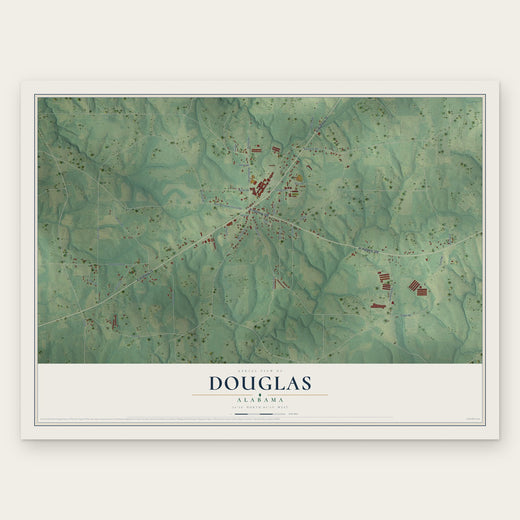Douglas, Alabama map print, the full design