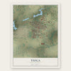 Tioga, North Dakota map print, the full design
