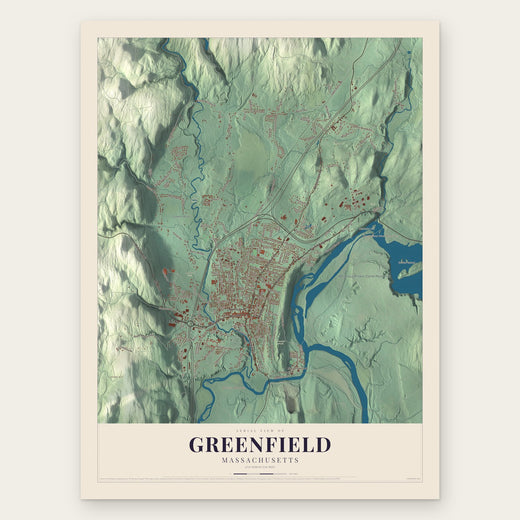 Greenfield, Massachusetts map print, the full design