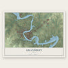 Granbury, Texas map print, the full design