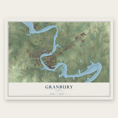 Granbury, Texas map print, the full design