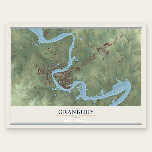 Granbury, Texas map print, the full design
