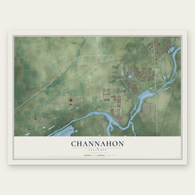 Channahon, Illinois map print, the full design