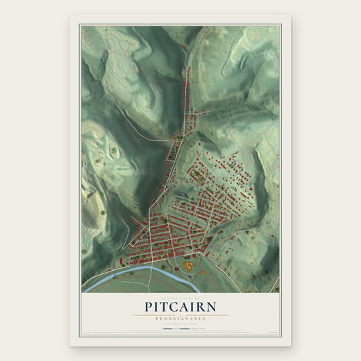 Pitcairn, Pennsylvania map print, the full design