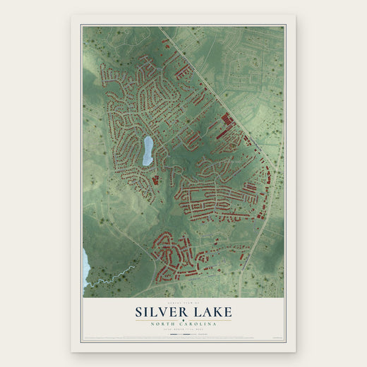 Silver Lake, North Carolina map print, the full design