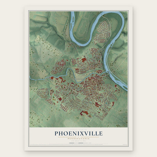 Phoenixville, Pennsylvania map print, the full design