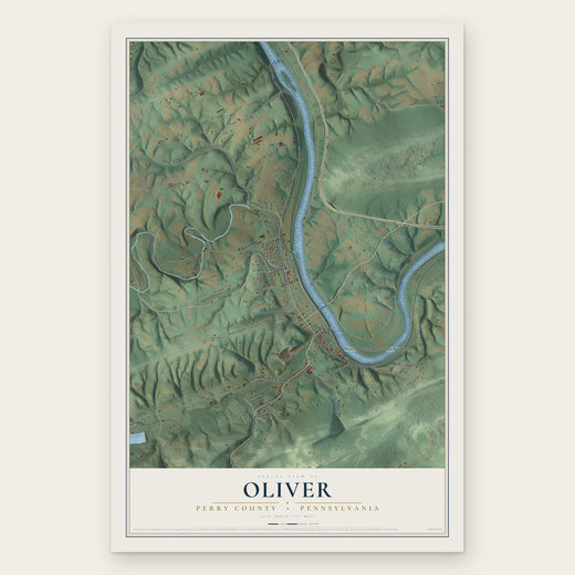 Oliver, Perry County, Pennsylvania map print, the full design