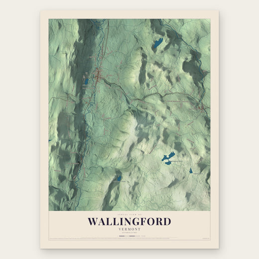 Wallingford, Vermont map print, the full design