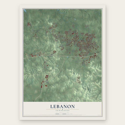 Lebanon, Tennessee map print, the full design
