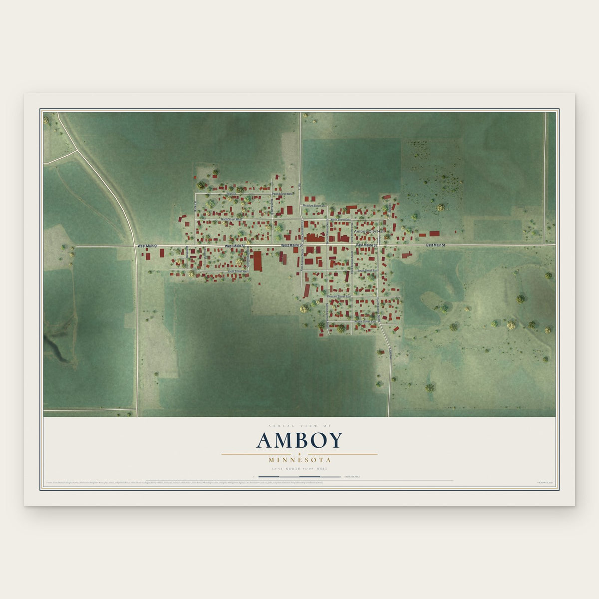 Amboy, Minnesota map print, the full design