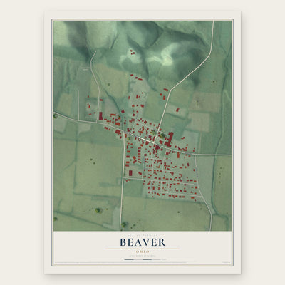 Beaver, Ohio map print, the full design