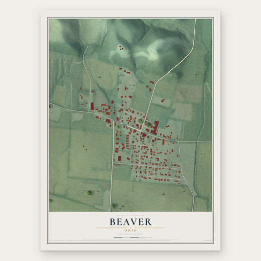 Beaver, Ohio map print, the full design