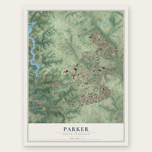Parker, South Carolina map print, the full design