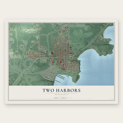 Two Harbors, Minnesota map print, the full design