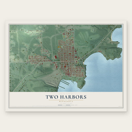 Two Harbors, Minnesota map print, the full design