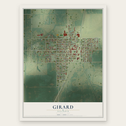 Girard, Illinois map print, the full design