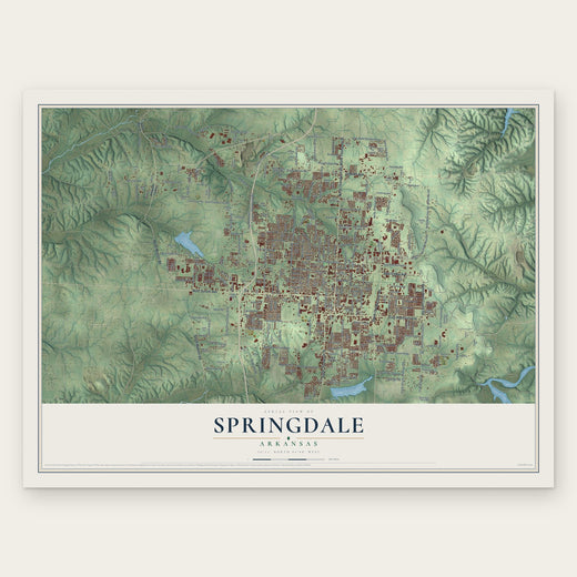 Springdale, Arkansas map print, the full design