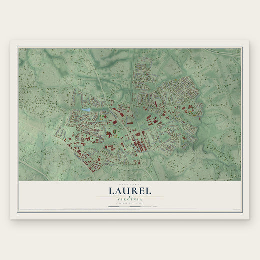 Laurel, Virginia map print, the full design
