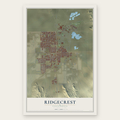 Ridgecrest, California map print, the full design