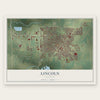 Lincoln, Illinois map print, the full design