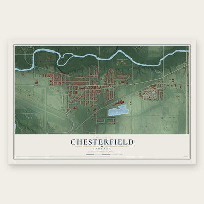 Chesterfield, Indiana map print, the full design