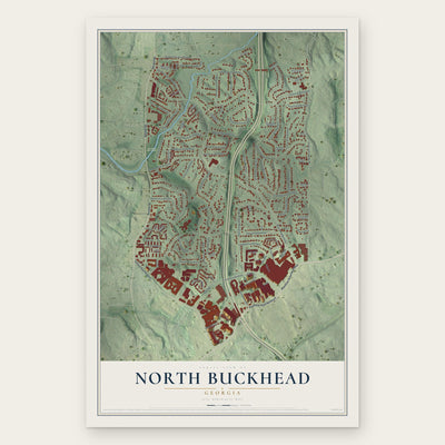North Buckhead, Georgia map print, the full design