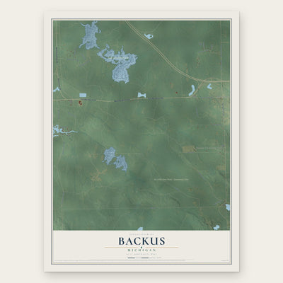 Backus, Michigan map print, the full design
